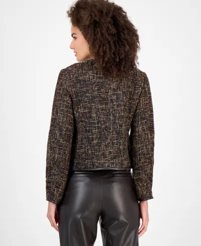 Anne Klein Tweed Jacket In Brown