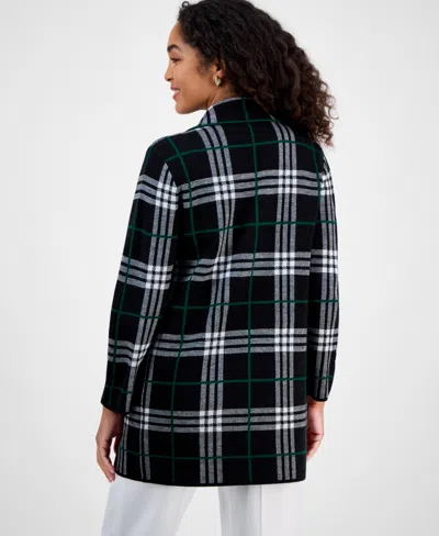 Kasper Women's Plaid Faux-button Cardigan In Multi