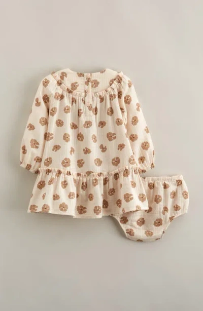 Nordstrom Long Sleeve Cotton Gauze Dress & Bloomers In Brown