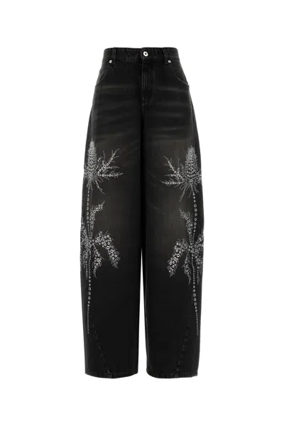 Blumarine Black Jeans With Belt Loops And Embroidery On The Front In Denim Woman In Black