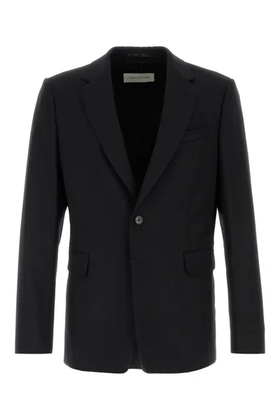 Dries Van Noten Notched Lapel Wool Blaine Tailored Blazer In Black