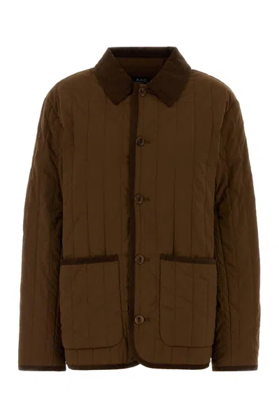 Apc A.p.c. Brown Stretch Nylon Leone Jacket In Brown