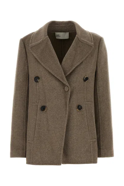 Tory Burch Wool Coat Coats And Trench Coats Beige In Gray