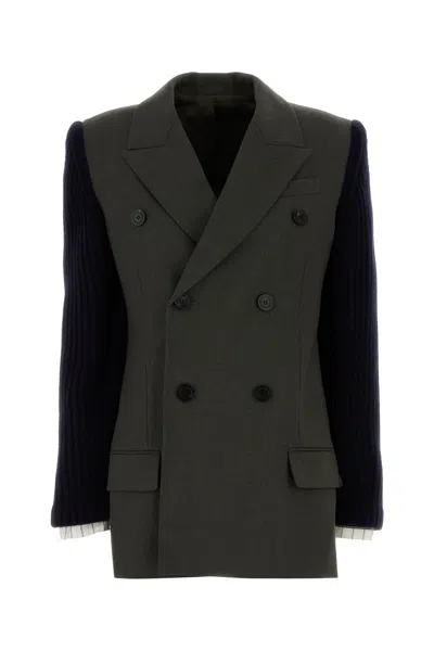 Jean Paul Gaultier Double-breasted Wool Blend Blazer Pockets In Green