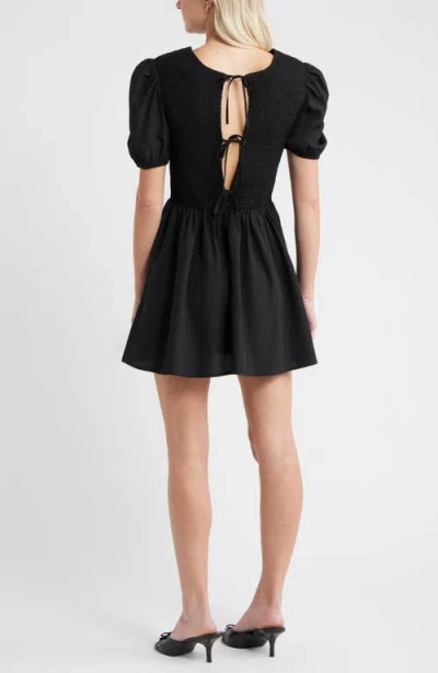 Bp. Reversible Puff Sleeve Minidress In Black