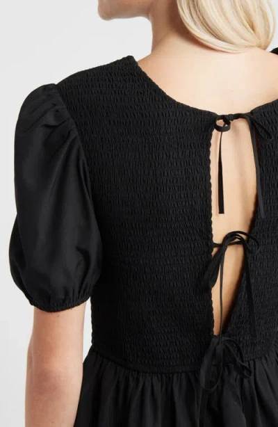 Bp. Reversible Puff Sleeve Minidress In Black