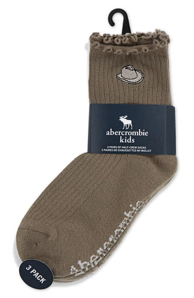 Abercrombie Kids Kids' Icon Assorted 3-pack Crew Socks In Brown