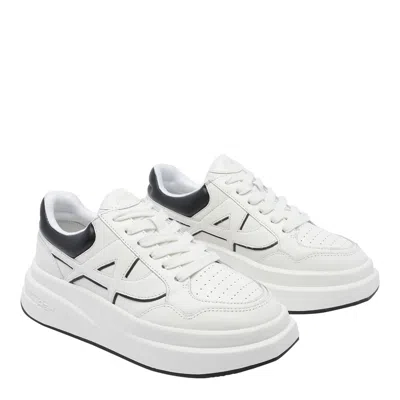 Ash Low Top Leather Sneakers With Platform Sole In White