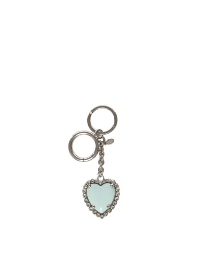 Valentino Coeur Hyperbole Bag Charm With Keychain In Silver