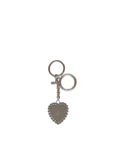 Valentino Coeur Hyperbole Bag Charm With Keychain In Silver