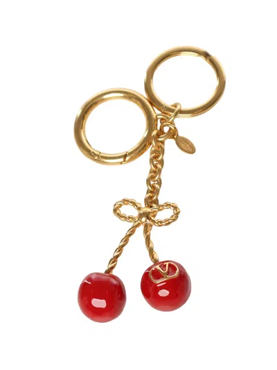 Valentino Chez  Vlogo Key Chain Bag Charm In Gold