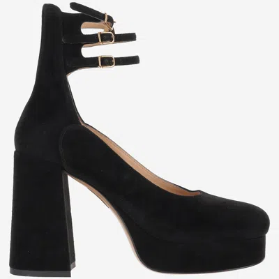 Chloé Loti Suede Platform Block-heel Pumps In Black