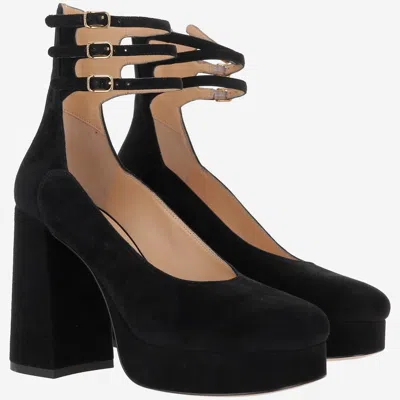 Chloé Loti Suede Platform Block-heel Pumps In Black