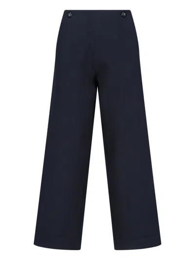 Sibel Saral Cropped Wide-leg Trousers With Button Details In Blue