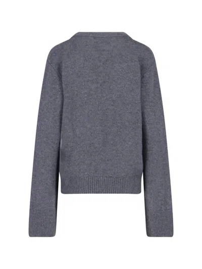 Lisa Yang V-neck Knit Cardigan With Front Buttons In Gray