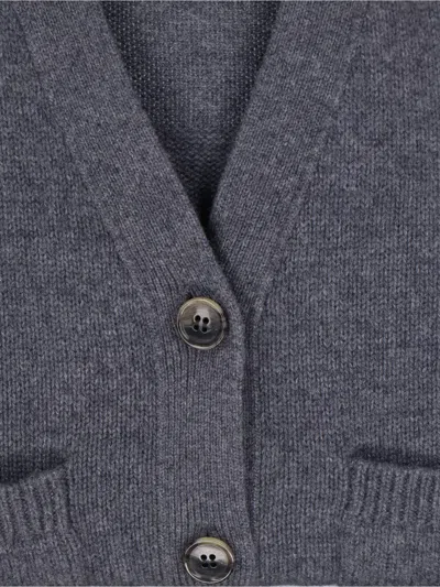 Lisa Yang V-neck Knit Cardigan With Front Buttons In Gray