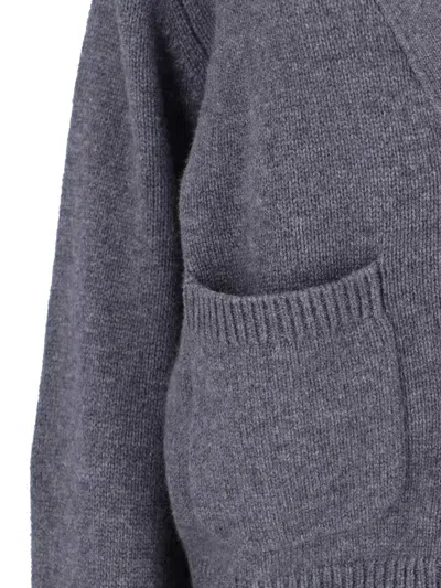 Lisa Yang V-neck Knit Cardigan With Front Buttons In Gray