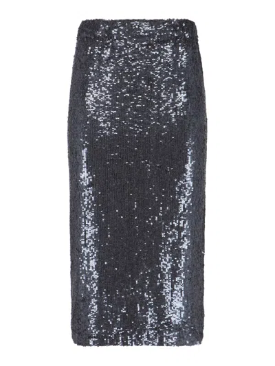 P.a.r.o.s.h Midi Skirt With Sequin Embellishment And Straight Silhouette In Gray