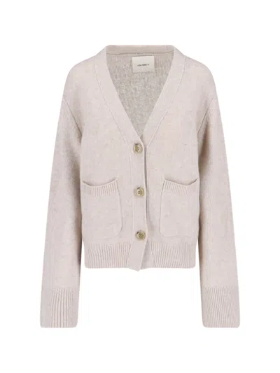 Lisa Yang Button-down Knit Cardigan With V-neckline In Neutral