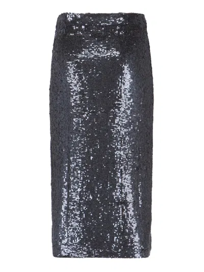 P.a.r.o.s.h Midi Skirt With Sequin Embellishment And Straight Silhouette In Gray