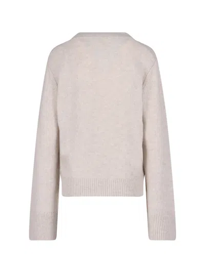 Lisa Yang Button-down Knit Cardigan With V-neckline In Neutral