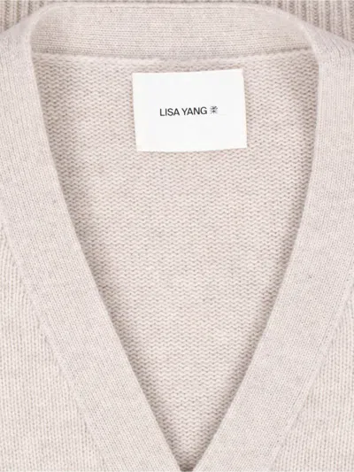 Lisa Yang Button-down Knit Cardigan With V-neckline In Neutral