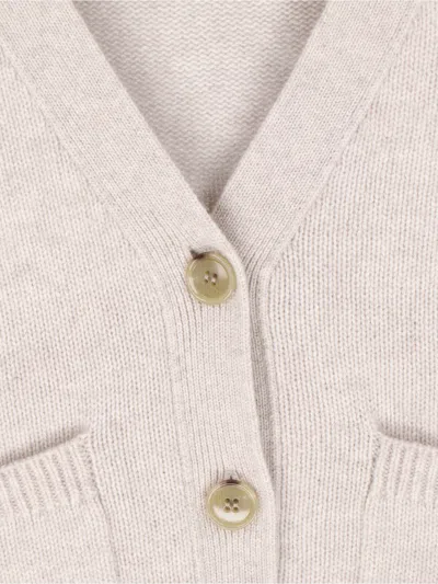 Lisa Yang Button-down Knit Cardigan With V-neckline In Neutral