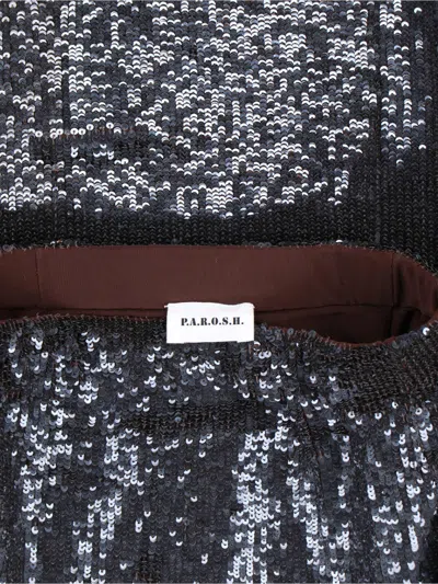 P.a.r.o.s.h Midi Skirt With Sequin Embellishment And Straight Silhouette In Gray