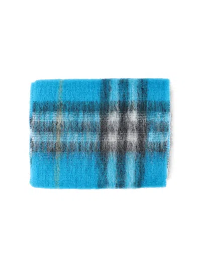 Burberry Soft Textured Scarf Fringed Edges In Blue