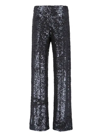 P.a.r.o.s.h Straight-leg Trousers With Sequined Surface In Black