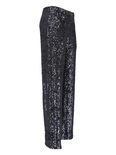 P.a.r.o.s.h Straight-leg Trousers With Sequined Surface In Black
