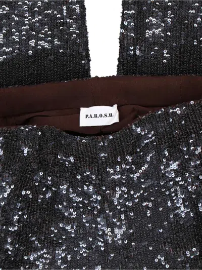 P.a.r.o.s.h Straight-leg Trousers With Sequined Surface In Black