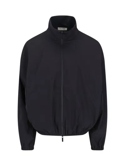 Fear Of God Nylon Zip-up Sweatshirt In Black
