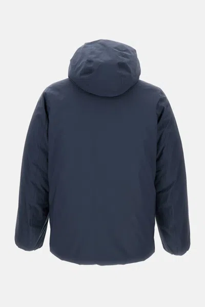 K-way Hooded Jacket With Side Pockets And Cuffs In Blue