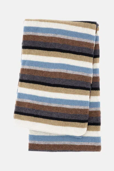 Paul Smith Black Colour Block Stripe Lambswool Scarf In Multi