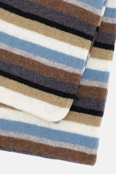 Paul Smith Black Colour Block Stripe Lambswool Scarf In Multi