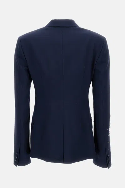 Des_phemmes Crystal-embellished Double-breasted Blazer In Blue