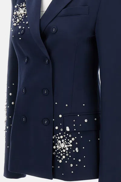 Des_phemmes Crystal-embellished Double-breasted Blazer In Blue