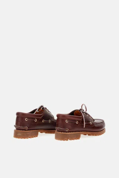 Timberland Authentic Brown Loafers With Embossed Logo On The Side In Leather Man