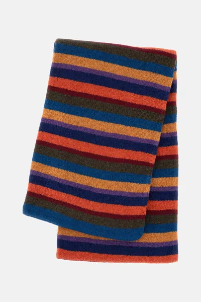 Paul Smith Bordeaux Horizontal Striped Wool Scarf In Multi