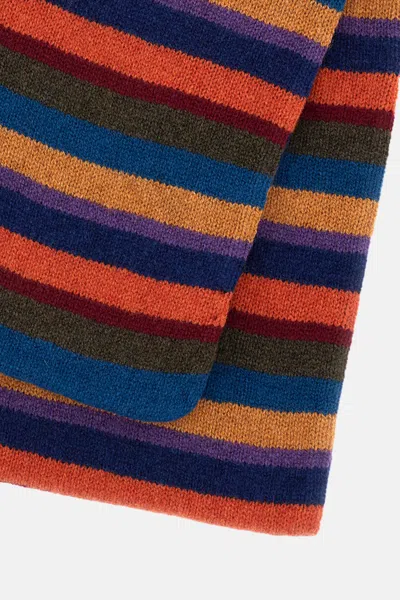 Paul Smith Bordeaux Horizontal Striped Wool Scarf In Multi