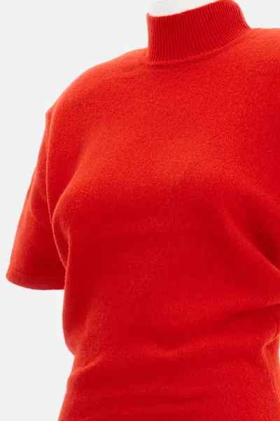 Jacquemus Turtleneck Short Sleeve Knee-length Dress In Red