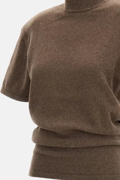 Jacquemus Cashmere Wool Blend Mock Neck Top In Brown