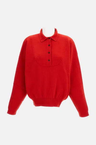 Jacquemus Balloon Wool And Cashmere Polo Sweater In Red
