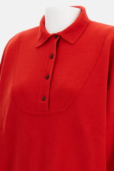 Jacquemus Balloon Wool And Cashmere Polo Sweater In Red