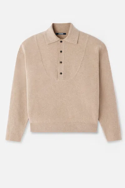 Jacquemus La Maille Vareuse Pallone Wool And Cashmere-blend Sweater In Neutral