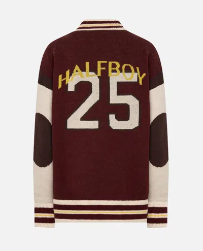 Halfboy College Bomber Jacket New Maroon In Multi