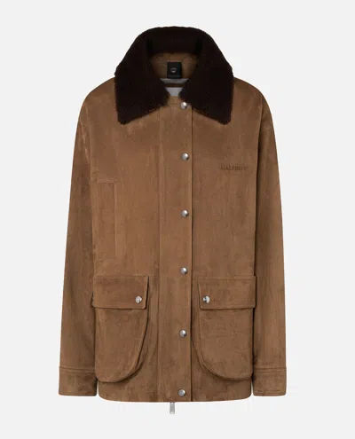 Halfboy Suede Corduroy-collar Jacket In Brown
