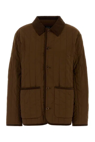Apc A.p.c. Brown Stretch Nylon Leone Jacket In Brown