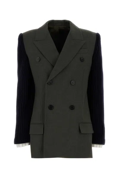 Jean Paul Gaultier Double-breasted Wool Blend Blazer Pockets In Green
